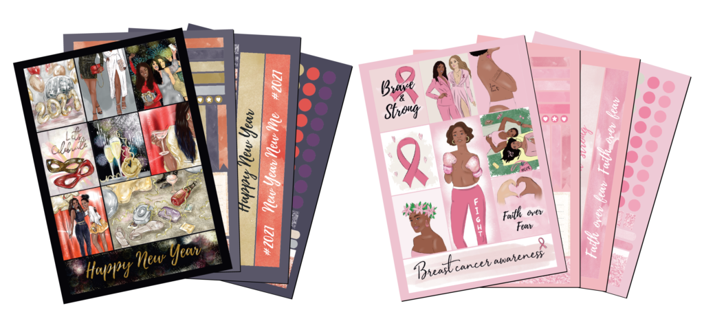 Client: Goosby Twins - New Year's and Breast Cancer Awareness Sticker Colections